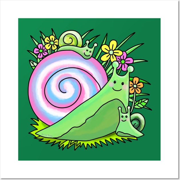 Snail with baby snails Wall Art by Art by Veya